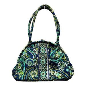 Vera Bradley Eloise Framed Kiss Lock Satchel Bag Rhythm & Blues Pattern Purse